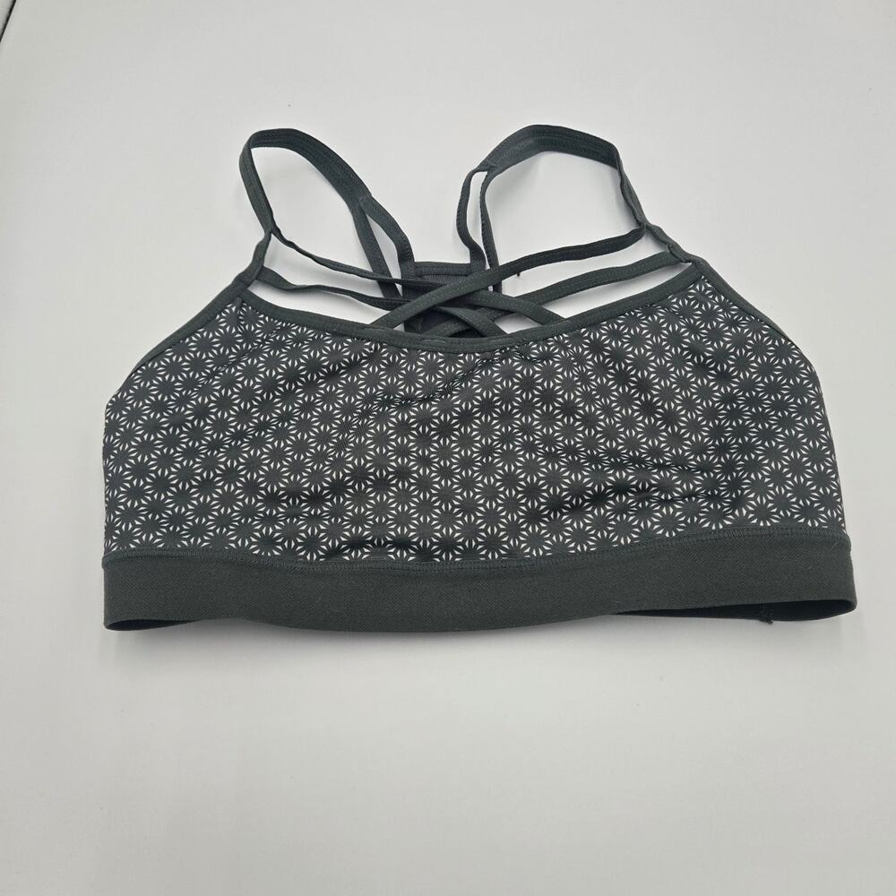 Champion Strappy Back Sports Bra Geometric Print Gray Size: Small